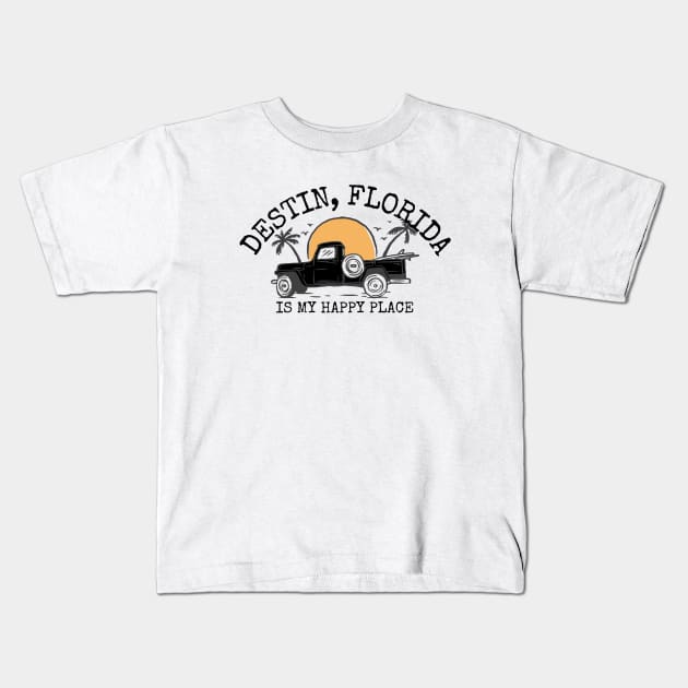 Destin, Florida Is My Happy Place Kids T-Shirt by Mountain Morning Graphics